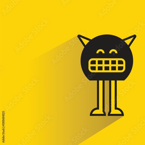 monster icon with shadow on yellow background