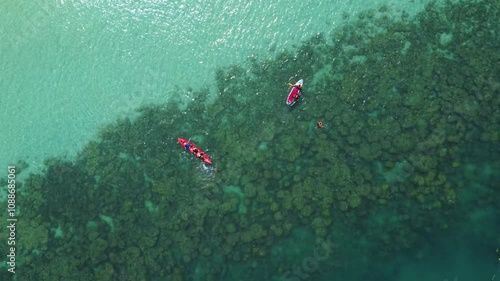 Beautiful aerial landscape view of Wai Island a tropical island in turquoise sea coral reefs, Trat, Thailand