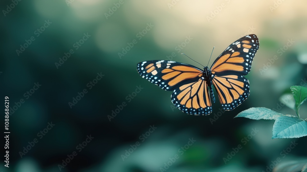 Obraz premium Monarch Butterfly in Flight Nature Photography Beautiful Insect