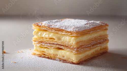 a beautifully crafted mille-feuille pastry photo