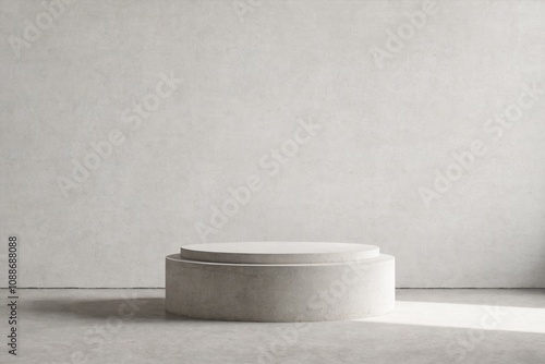 Wallpaper Mural Concrete podium sits on a gray floor against a textured wall Torontodigital.ca