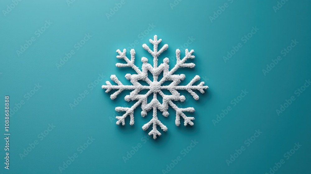 Festive White Snowflake on Teal Background Winter Holiday Design Festive White Snowflake on Teal Background Winter Holiday Design