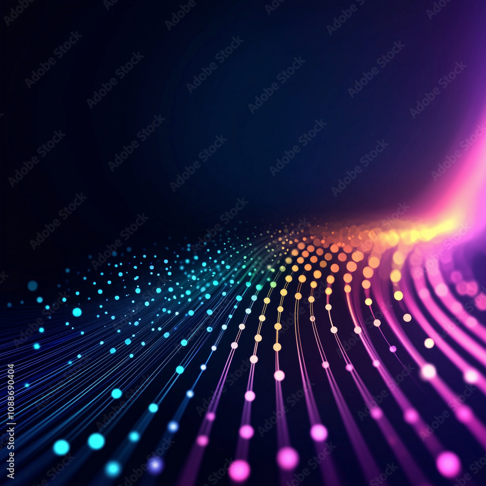 Obraz premium Neon glow dotted lines