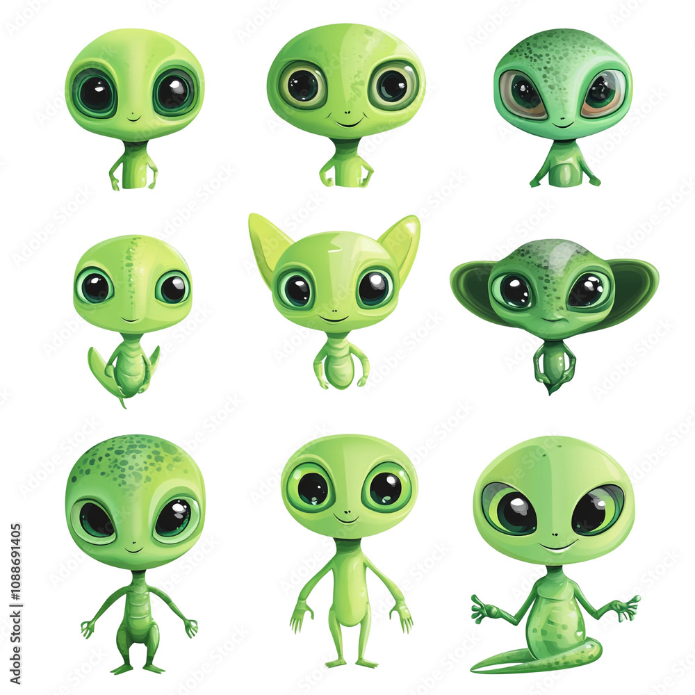 Obraz premium Cute Green Alien Collection