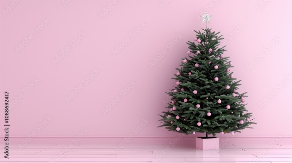 Festive pink-themed Christmas tree in a cozy setting. Festive pink-themed Christmas tree in a cozy setting.
