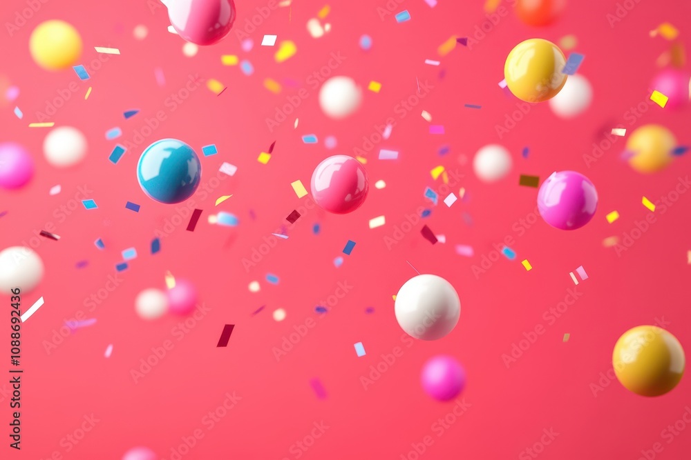 A colorful explosion of confetti and candy balls A colorful explosion of confetti and candy balls