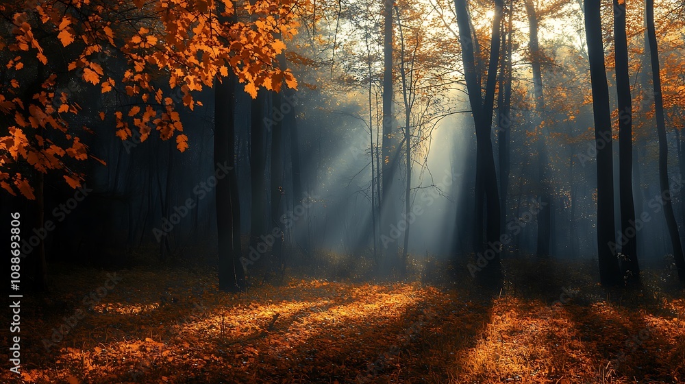 Obraz premium Autumn Forest Sunlight