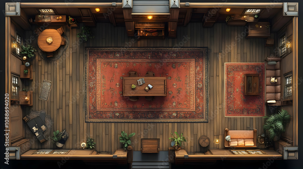 Explore a Classic Study Room: Wooden Floor, Oriental Rugs, and Antique Furnishings Explore a Classic Study Room: Wooden Floor, Oriental Rugs, and Antique Furnishings
