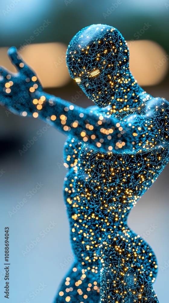 Obraz premium Futuristic Digital Human Network AI Technology Concept