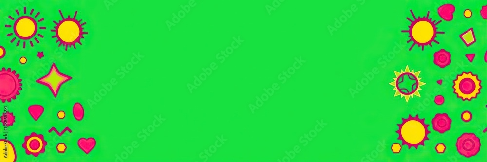 Bright green background with geometric patterns of retro comic book style shapes and motifs, graphic design, bold colors, futuristic visuals Bright green background with geometric patterns of retro comic book style shapes and motifs, graphic design, bold colors, futuristic visuals