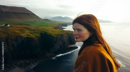 A serene traveler overlooks...