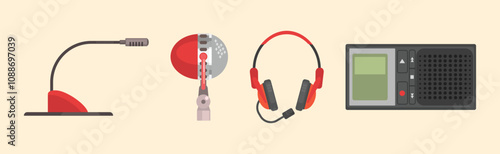 Different Microphones as Speaking Vocal Tool Vector Set