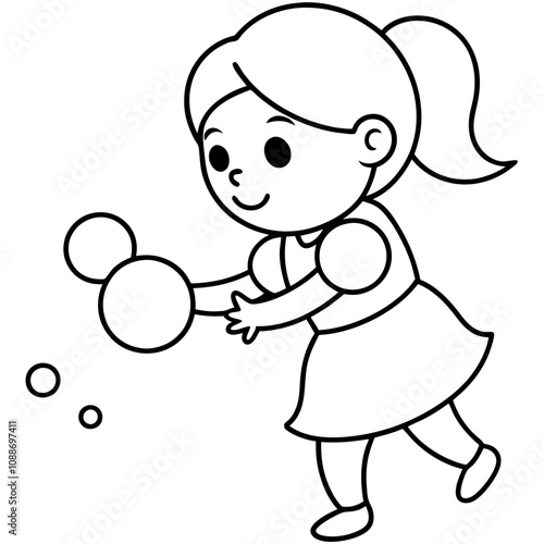 cute girl playing bubbles