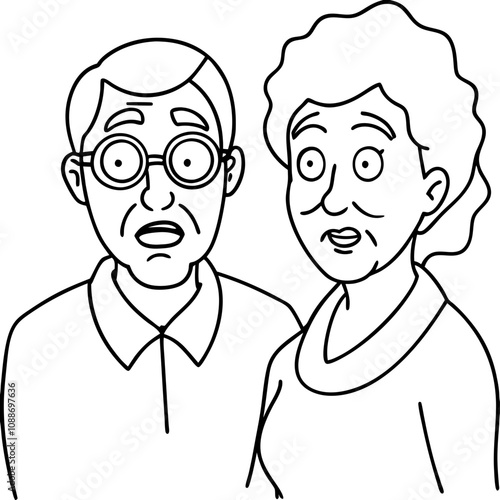 elderly surprised couple takes off glasses
