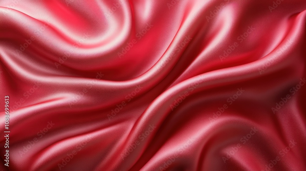 Obraz premium Smooth red satin fabric with elegant folds and curves.