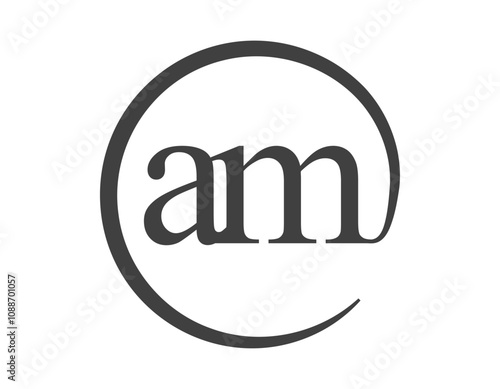 AM logo from two letter with circle shape email sign style. A and M round logotype of business company