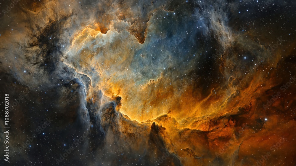 A breathtaking view of cosmic dust swirling through space, creating a sense of depth and texture A breathtaking view of cosmic dust swirling through space, creating a sense of depth and texture