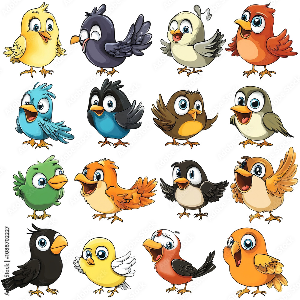Fototapeta premium A Collection of Cartoon Birds