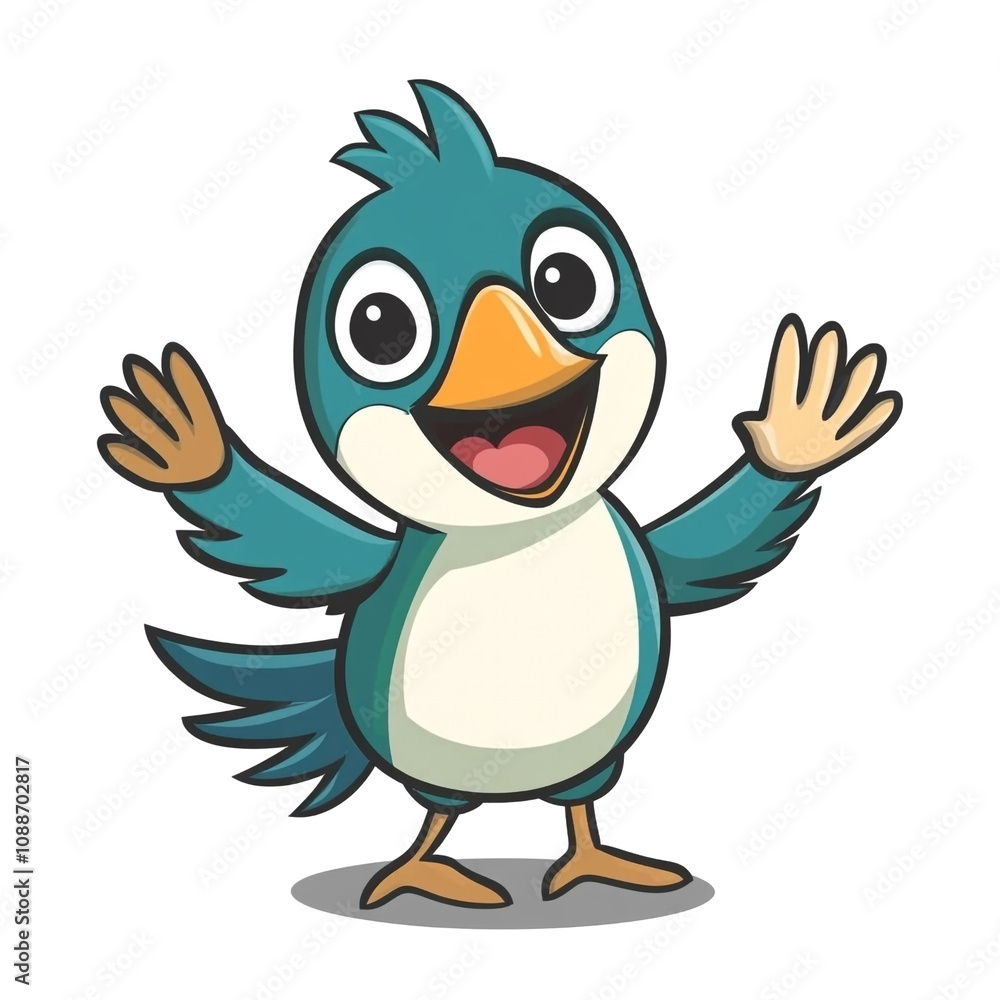 Cheerful Blue Bird Cartoon Illustration Cheerful Blue Bird Cartoon Illustration