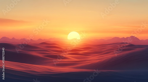 Sunrise over rolling sand dunes desert landscape nature photography