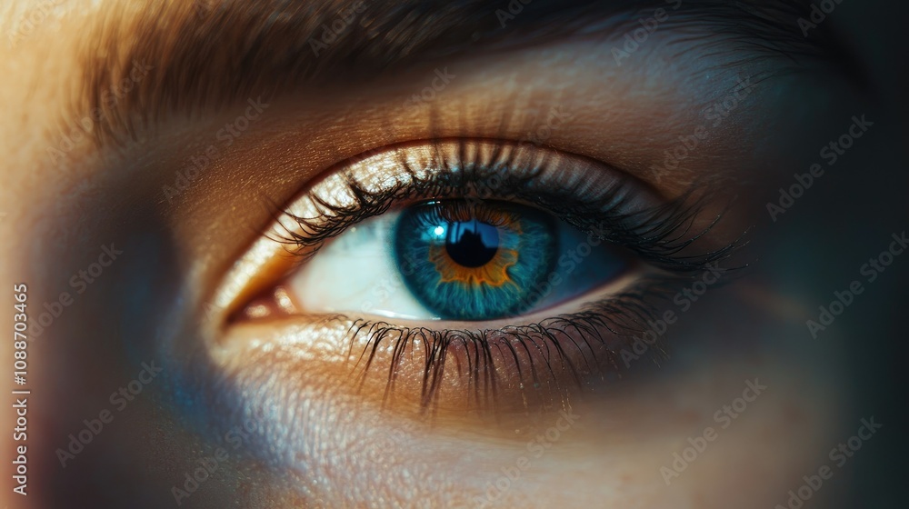 A close-up shot of a woman eye with striking long eyelashes and a refined brow shape, enhancing natural elegance and poise. A close-up shot of a woman eye with striking long eyelashes and a refined brow shape, enhancing natural elegance and poise.
