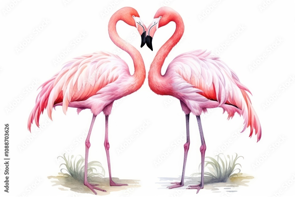 Fototapeta premium Flamingo animal bird white background.