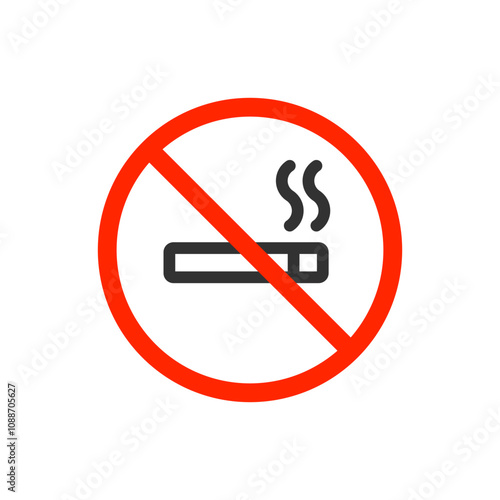 No cigarette icon. Smoke forbidden. Stop tobacco. Cigar prohibition.