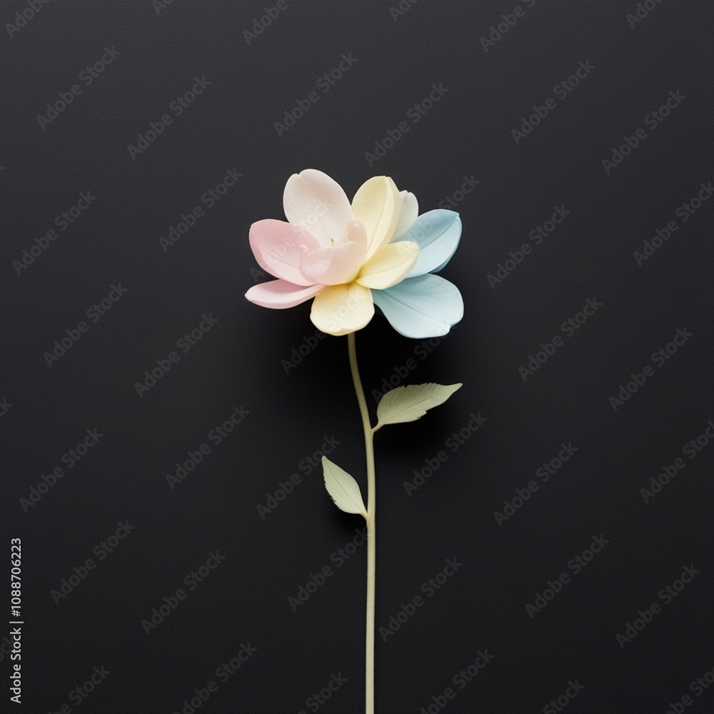 Naklejka premium white flower on black background