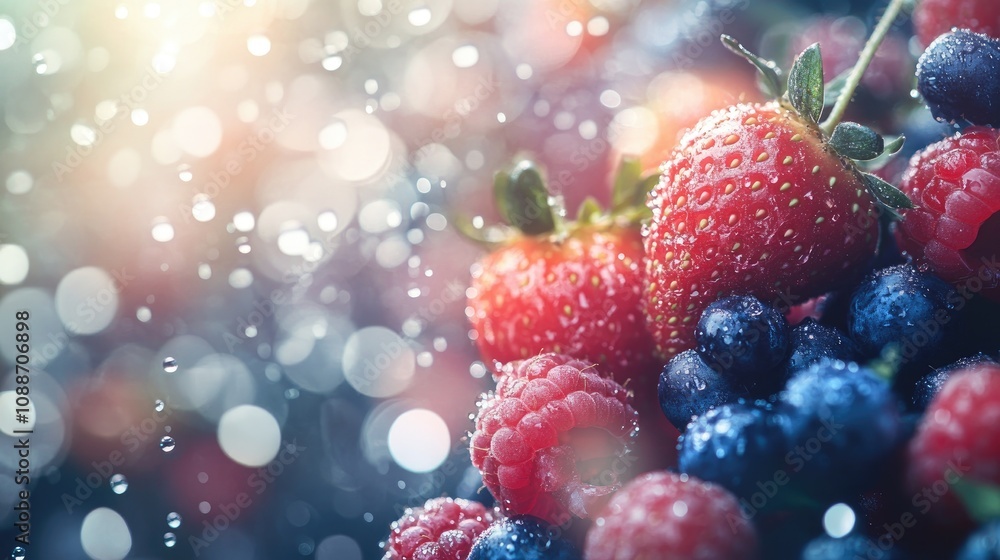 Fresh Juicy Berries Sparkling With Water Drops Fresh Juicy Berries Sparkling With Water Drops