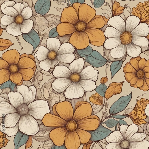 Wallpaper Mural seamless floral background Torontodigital.ca