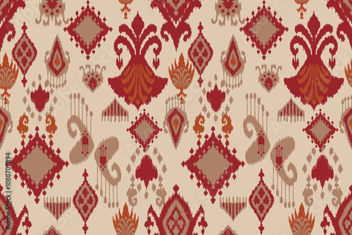 Abstract ethnic ikat pattern traditional Design for background, carpet, wallpaper, clothing, wrapping, Batik, fabric, Vector illustration. embroidery style.