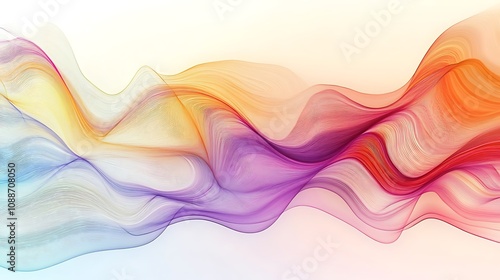 Abstract Colorful Wave Digital Painting: Vibrant Swirls of Color AI Generated