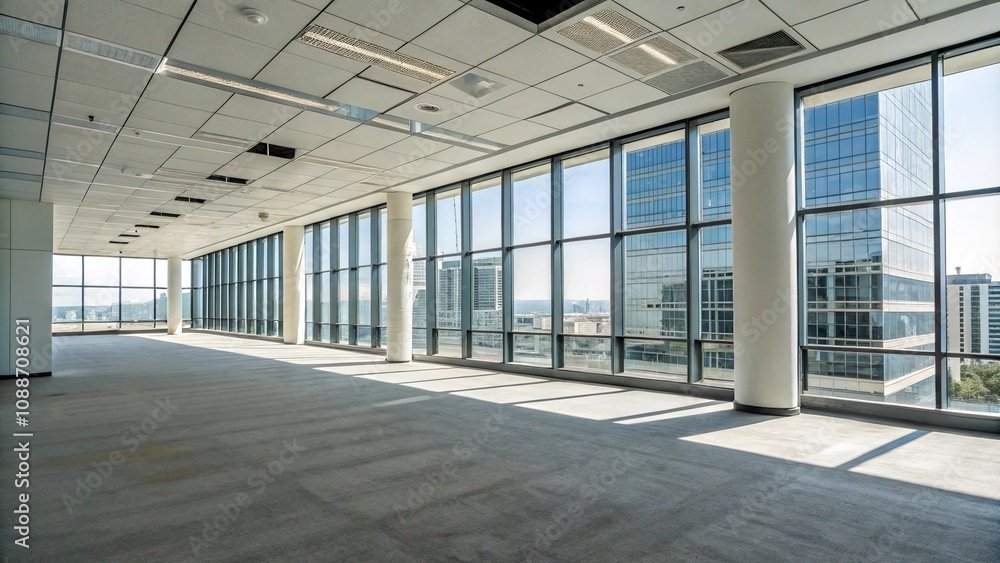 Modern office building with large windows, skyscraper, modernism Modern office building with large windows, skyscraper, modernism