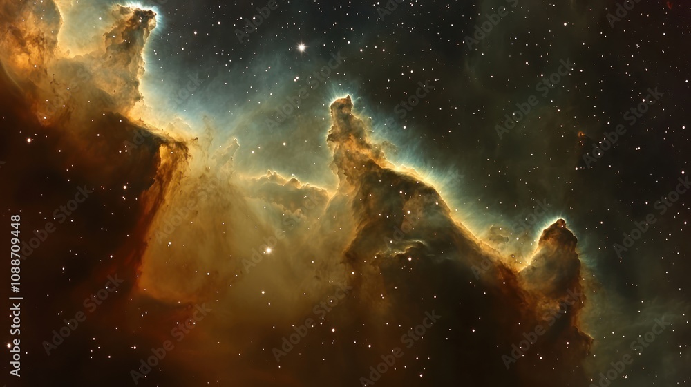 A close-up of cosmic clouds illuminated by distant stars, showcasing their ethereal beauty A close-up of cosmic clouds illuminated by distant stars, showcasing their ethereal beauty