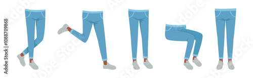 Teen Boy Character Creation with Leg Body Part Vector Set
