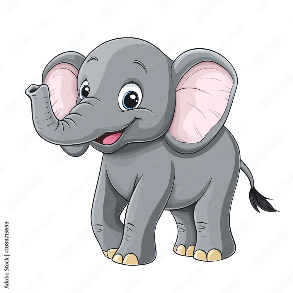 Fototapeta premium Adorable Baby Elephant Cartoon Illustration