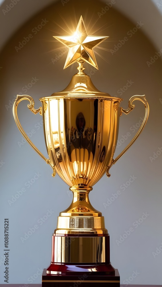A golden trophy with a star on top A golden trophy with a star on top