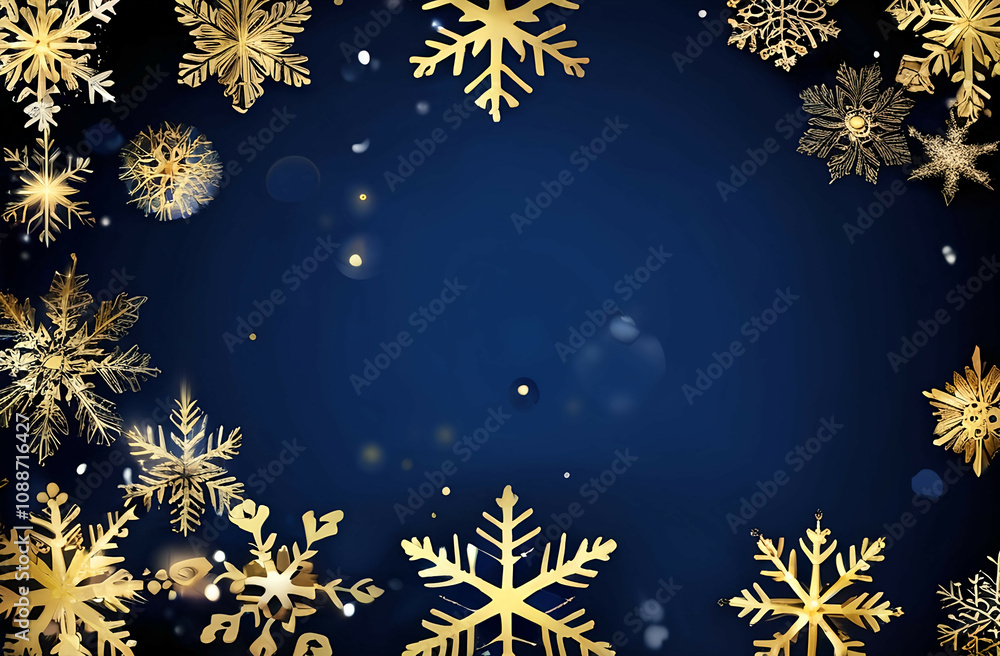 dark blue christmas background with golden snowflakes dark blue christmas background with golden snowflakes