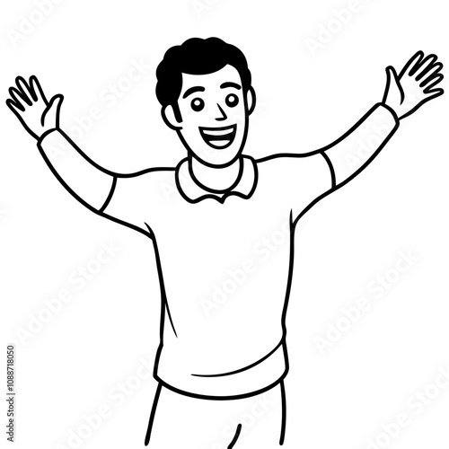 excited man stretch hands for hug