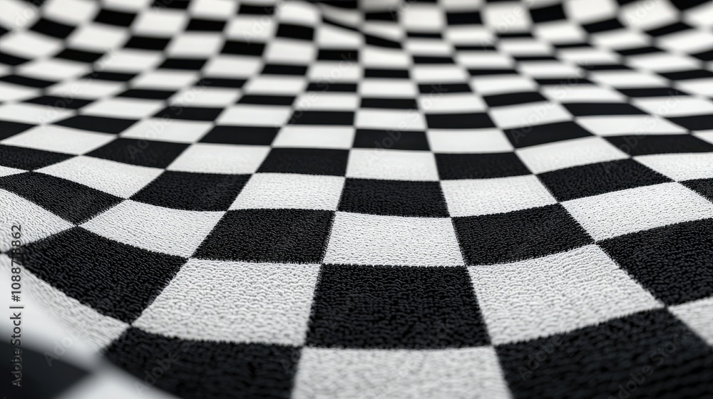 Naklejka premium Black and White Checkered Fabric Texture High Res 3D Render