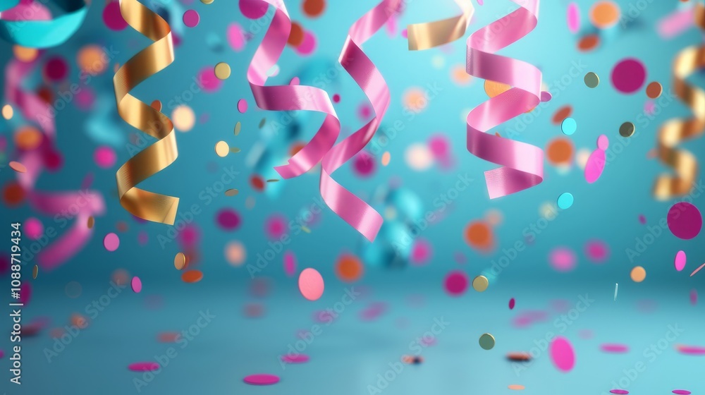 Obraz premium Colorful confetti and ribbons for celebration.