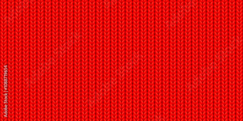 Seamless pattern of red wool knitting, Christmas sweater texture. Abstract background of knitwear cloth fabric, material of woven wool or cotton yarn for winter sweater or plaid, vector illustration