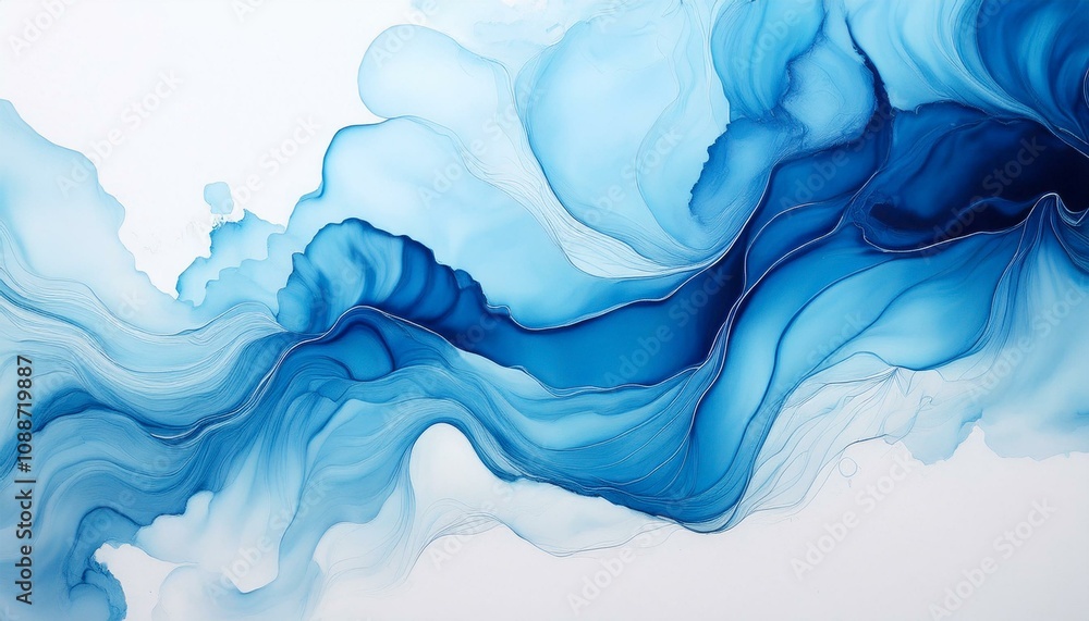 blue ink abstract background with
