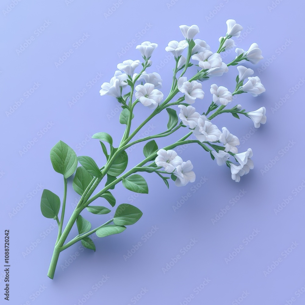Delicate White Flowers on a Pastel Blue Background Delicate White Flowers on a Pastel Blue Background