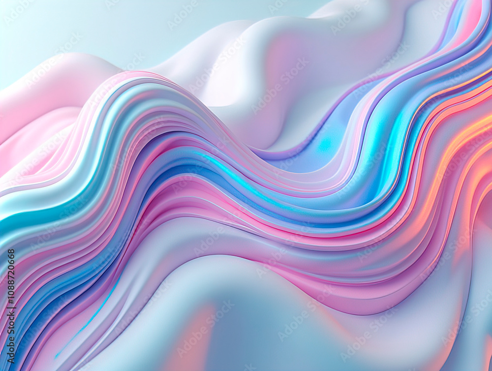 Abstract background design, wavy iridescent shape, 3d render Abstract background design, wavy iridescent shape, 3d render