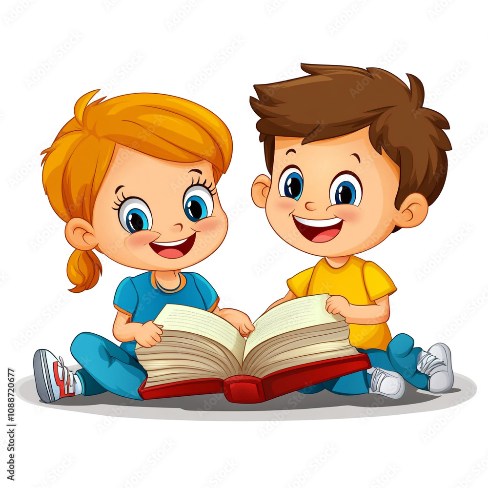 Happy Children Reading Together: A Delightful Illustration of Childhood Joy and the Love of Books Happy Children Reading Together: A Delightful Illustration of Childhood Joy and the Love of Books