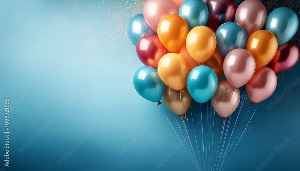 vibrant colorful balloons against a soft blue background with shallow depth of field vibrant colorful balloons against a soft blue background with shallow depth of field