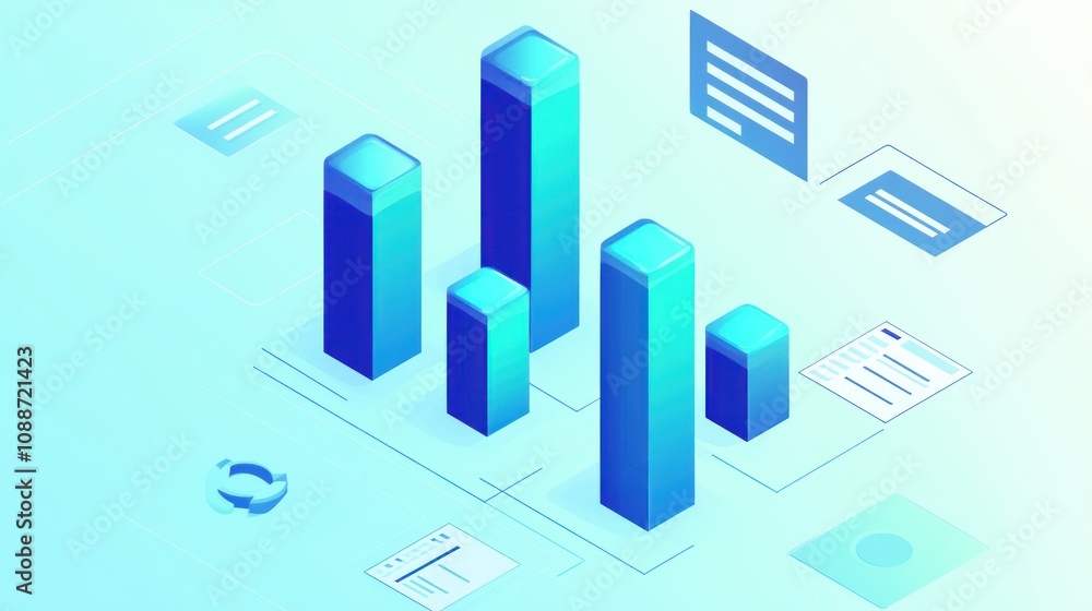 custom made wallpaper toronto digitalAbstract representation of data analytics with bar graphs and documents.