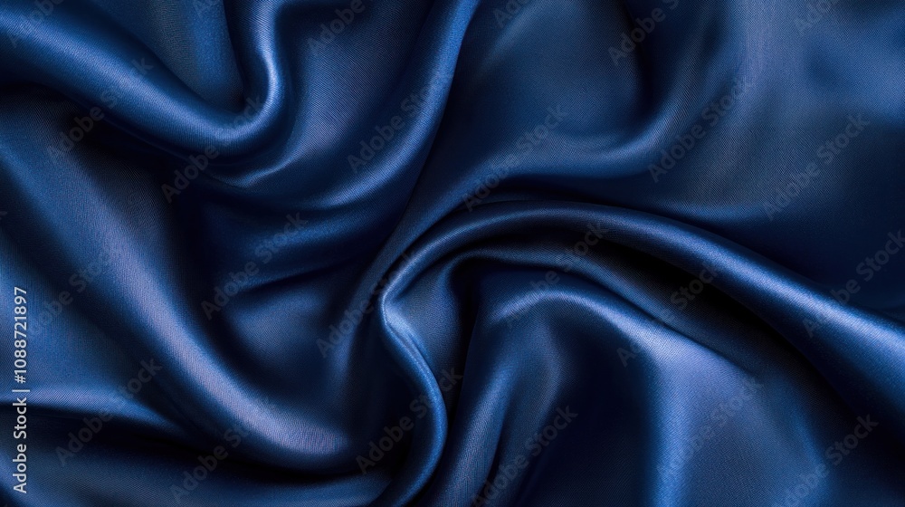 Obraz premium Navy Blue Silk Fabric Texture: A Luxurious and Elegant Drape