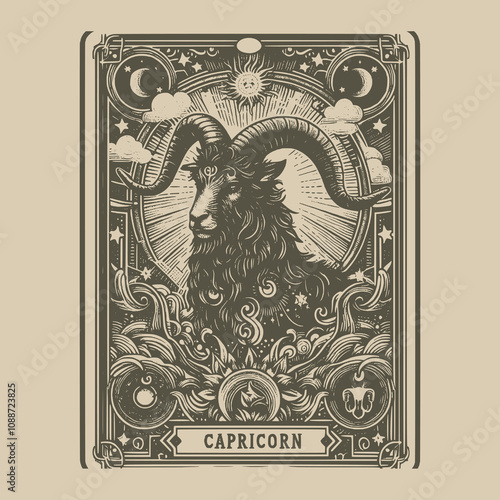 gothic capricorn zodiak ouija tattoo card